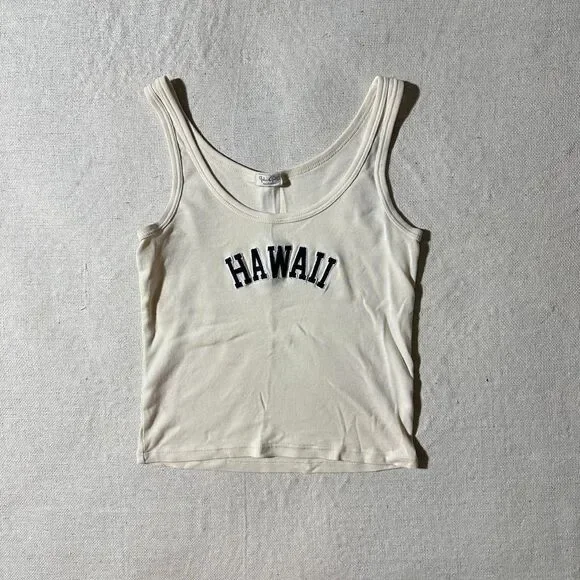 Brandy Melville John Galt Women's XS/S Cream and Navy Hawaii Summer Tank Top - Picture 1 of 5